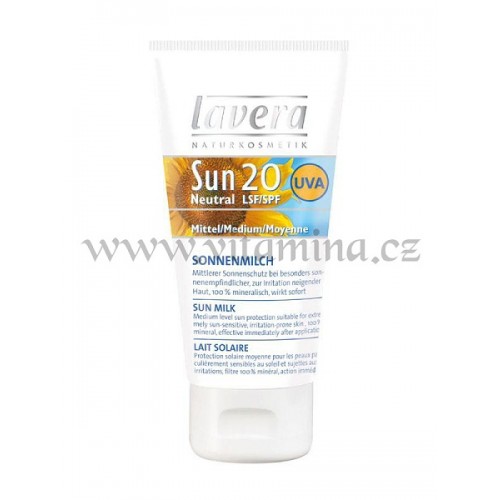 LAVERA Opalovací mléko Neutral SPF 20 Sun sensitiv minibalení 7,5ml  - výprodej (minimální trvanlivost do konce 9/2012)