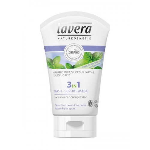 LAVERA Čisticí gel, peeling a maska 3v1 Pure Beauty 125ml  - výprodej (minimální trvanlivost do konce 4/2023)
