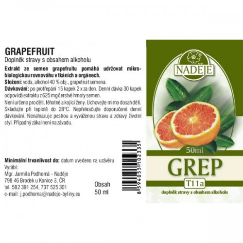 NADĚJE Grapefruit T11a - bylinný výtažek z grapefruitového semínka 50ml