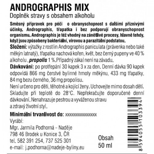 NADĚJE Andrographis mix SV12 - speciální výtažek 50ml
